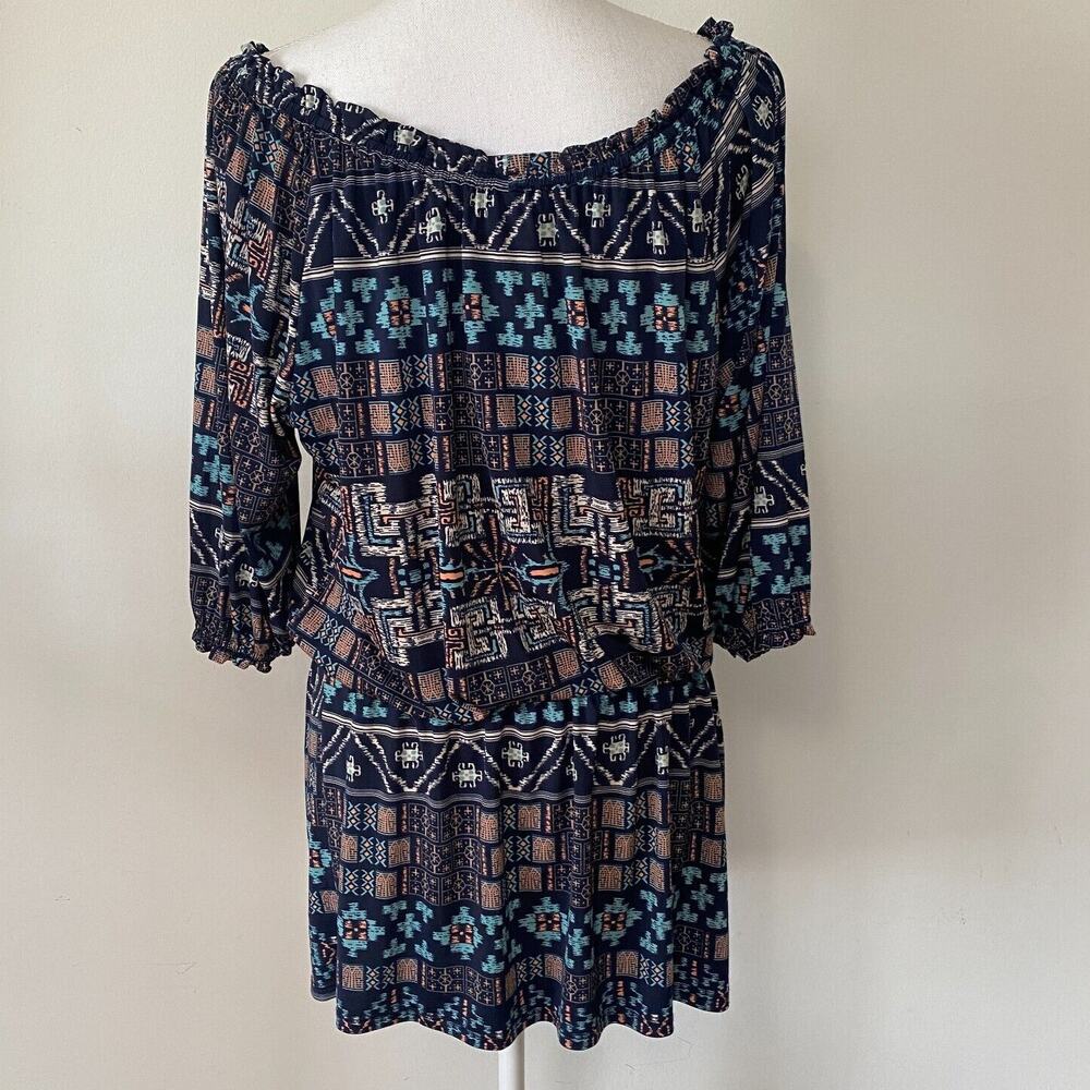 Revolve Misa Los Angeles Poppy Off Shoulder Aztec Navy Midnight Desert Dress SM
